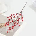 Artificial Red Berry Branches Fake Winter Berries Christmas New Year Home Decor - 7-Prong 35-Fruit Artificial Plants