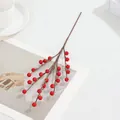 Artificial red berry branch for home decor, winterberry floral arrangement for new year - 5-Prong 25-Fruit Artificial Plants
