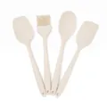 4-piece cream silicone kitchen utensil set including spatula, spoon, and oil brush - Four-Piece Set / White