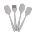 Premium 4-piece gray silicone kitchen utensil set with spatulas and baking oil brush - Four-Piece Set / Gray