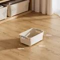 Panier de rangement en plastique avec poignées, petite boîte organisatrice pour cuisine et armoire. - Moyen Haut 25x16x9.5cm / Beige