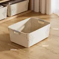 Panier de rangement en plastique pour cuisine placard organisateur beige boîte ajourée. - Très Grand Haut 36x26x14cm / Beige