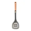 Silicone spatula with wooden handle and heart-shaped oil filter cutout for non-stick pans - Spatula