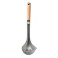 High-quality grey silicone oil filter soup ladle featuring a durable natural wooden handle - Soup Spoon