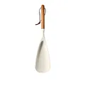 Acacia wood handle silicone rice paddle with hanging loop, cream white minimalist kitchenware - Duckbill Spatula