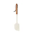Premium acacia wood handle silicone spatula kitchen utensil in creamy white finish - Spatula