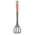 Grey silicone slotted turner with ergonomic wooden handle for non-stick pans - Slotted Spatula