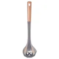 Grey silicone oil filter soup ladle with heart drainage holes and a wooden handle - Soup Spoon (New Model)