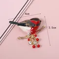 Close-up detail of a colorful enamel bird brooch showing dimensions of 4cm by 3.5cm - 4cm x 3.5cm / Red Black White Bird (1#)