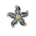 Spilla vintage a stella marina con smalto blu, cristalli lucenti e perle bianche - Stile Stella Marina