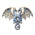 Brosche im Blau-Weiß-Porzellan-Stil mit Zwillingsdrachen-Emaille und Schneeflocken - Blau-Weiß-Porzellan-Stil 1 (DW1256-1)
