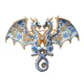 Luxuriöse doppelköpfige Drachenbrosche mit blau-weißem Porzellan-Emaille-Dekor - Blau-Weiß-Porzellan-Stil 2 (DW1256-2)