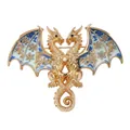 Exquisite Brosche mit zweiköpfigem goldenem Drachen und blau-weißem Emaille-Porzellan-Design - Blau-Weiß-Porzellan-Stil 4 (DW1256-4)