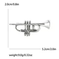 Detailed view of vintage silver trumpet brooch with dimensions 5.2cm and weight 9.0g - Gold
