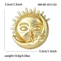 Vintage Sonne und Mond Brosche in Goldoptik, 3,3 cm Durchmesser, für stilvolle Dekoration. - Gold (MM-BR-3012-GD) / 1 Stück/Packung / Gold