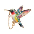 Elegant jewelry accessory: colorful gradient enamel hummingbird brooch with rhinestones. - Colorful