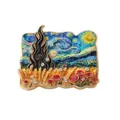 Van Gogh Starry Night enamel brooch with wheat field and poppies relief detail - Starry Night (S4-4-8662) / 4.0x5.0cm