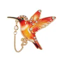 Elegant colorful gradient hummingbird brooch pin with crystal accents for fashion suits - Red