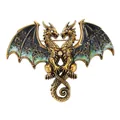 Vintage Doppelköpfig Drachen Brosche mit Farbverlauf Flügeln und funkelnden Strass - Grün (DW1256)