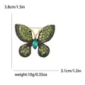 Broche de mariposa de aleación con diamantes de imitación verdes, 3,8 cm. - Verde