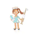 Cute cartoon nurse enamel pin with syringe and clipboard medical accessory for scrubs - Blue Nurse Uniform