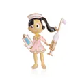 Cute creative cartoon nurse enamel brooch featuring pink uniform syringe and clipboard - Pink Nurse Uniform