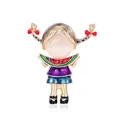 Detailed creative cartoon girl brooch holding a watermelon slice in gold-plated enamel finish - Girl with Watermelon