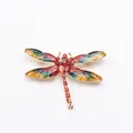 Vintage dragonfly brooch featuring colorful enamel wings and a red rhinestone center - Vintage Multicolor Dragonfly Style (E7-6-9577)