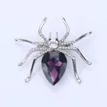Sparkling purple pear-shaped spider brooch with rhinestone legs for Halloween costume - Purple