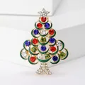 Dettaglio di una spilla a forma di albero di Natale con strass colorati brillanti e oro - Albero di Natale Colorato (D4-4-6956)