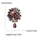 Elegante Strass-Brosche mit Tropfenstein, Größe 7,6 cm x 5,3 cm, Gewicht 35,1 g. - 7.6x5.3cm / Lila