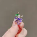 Elegant purple grape brooch with sparkling crystal zirconia for women's fashion accessories - Double Purple Grape