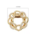 Eleganter 3,8 cm goldfarbener Seidenschal-Clip mit funkelnden Kristallakzenten und Ketten-Design - Gold