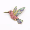 Elegant high-grade multi-colored rhinestone hummingbird brooch pin for suits and sweaters - Multicolor Style (8682)