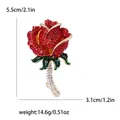 Rote Rosenbrosche mit Strasssteinen, 5.5cm x 3.1cm, eleganter floraler Modeschmuck - 5.5cm x 3.1cm / Rot