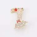 Elegante goudkleurige broche in hofstijl met parels en rode kristallen voor pak - Vintage Hofstijl Brosche (S4-6-8687) / Goud