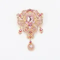 Exquisite Vintage-Brosche im Palast-Stil mit rosa Kristallen und Tropfenanhänger - Rosa
