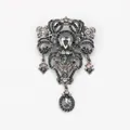 Vintage Palast-Stil Brosche mit schwarzen und violetten Glas-Strasssteinen - Schwarz