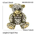 Broche de oso de aleación dorada con pedrería y detalle de corazón, altura 4,7 cm - Dorado