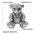 Elegante broche de oso de aleación de plata con brillantes diamantes de imitación - Plateado