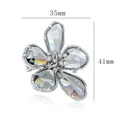 Elegante silberfarbene Kristall-Blumenbrosche mit Größenangaben von 35 mm x 41 mm - Grau Blume (C0-4-355)