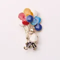 Vintage circus theme brooch featuring colorful enamel balloons and crystal embellishments - Multicolor Balloon Circus Style (C1-3-8141)