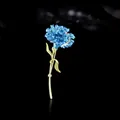 Elegant blue carnation flower brooch with golden stem variant SKU for women fashion - Blue Carnation