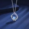 Elegante zilveren ketting met walvisthema met blauwe maansteen en paars email - Paars Emaille Ster Stijl (Eenvoudige Verpakking)