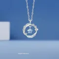 Dreamy silver feather wreath necklace featuring a magical blue moonstone pendant for women - Light Feather / 1 Piece/Pack (Simple Pack)