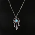 Elegante dromenvanger ketting met blauwe middensteen en heldere kristallen hangers - Dromenvanger Stijl (Eenvoudige Verpakking)