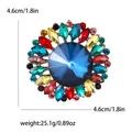 Elegant colorful crystal flower brooch pin for women's suits, 1.8 inch diameter size - Colorful
