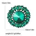 Exquisite emerald green crystal flower brooch pin for women suit jacket, 4.6cm size - Green