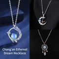 Elegante zilverkleurige halskettingen met blauwe maansteen hangers in drie unieke ontwerpen - Chang'an Droom + Vlinder Maan + Dromenvanger (Eenvoudige Verpakking)
