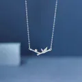Silver bamboo branch pendant necklace with crystal leaves for women - Bamboo